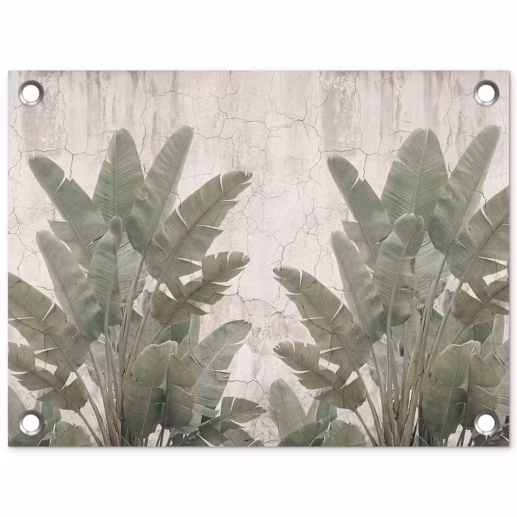 Tuinposter - Bananenbladeren - Beton - Groen — 1