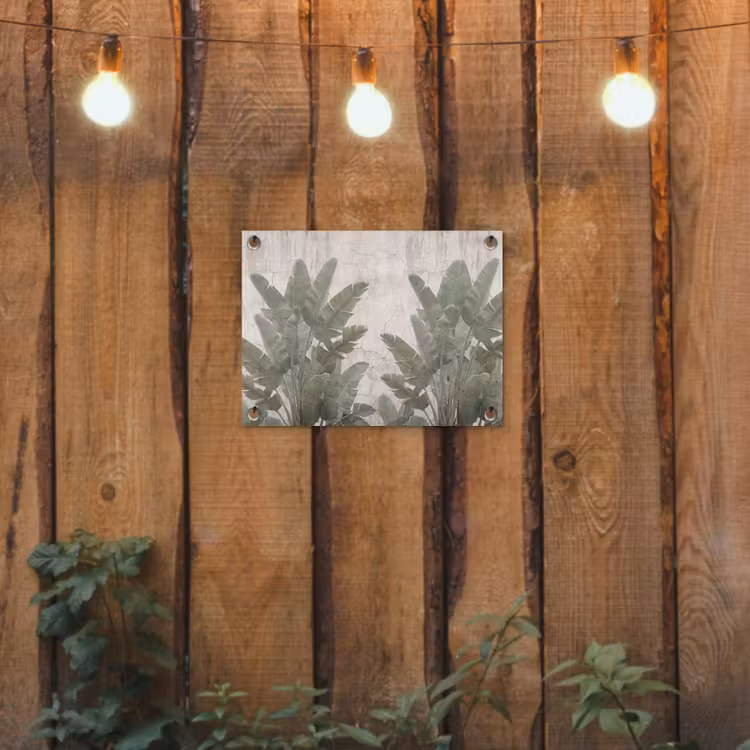 Tuinposter - Bananenbladeren - Beton - Groen — 2