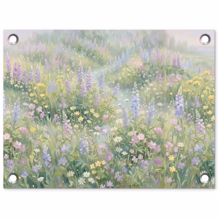Tuinposter - Bloemenveld - Heuvels - Kleurrijk — 1