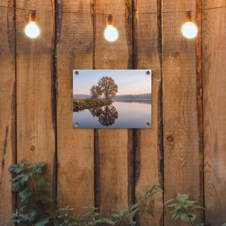 Tuinposter - Bomen - Reflectie - Water - Zonsopgang - Serene — 2