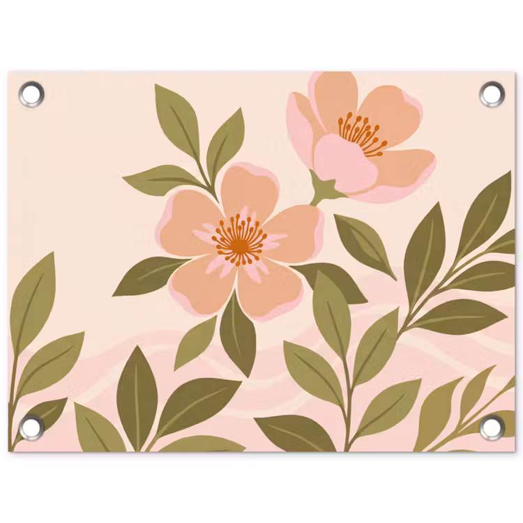Tuinposter - Grafisch - Bloemen - Roze — 1