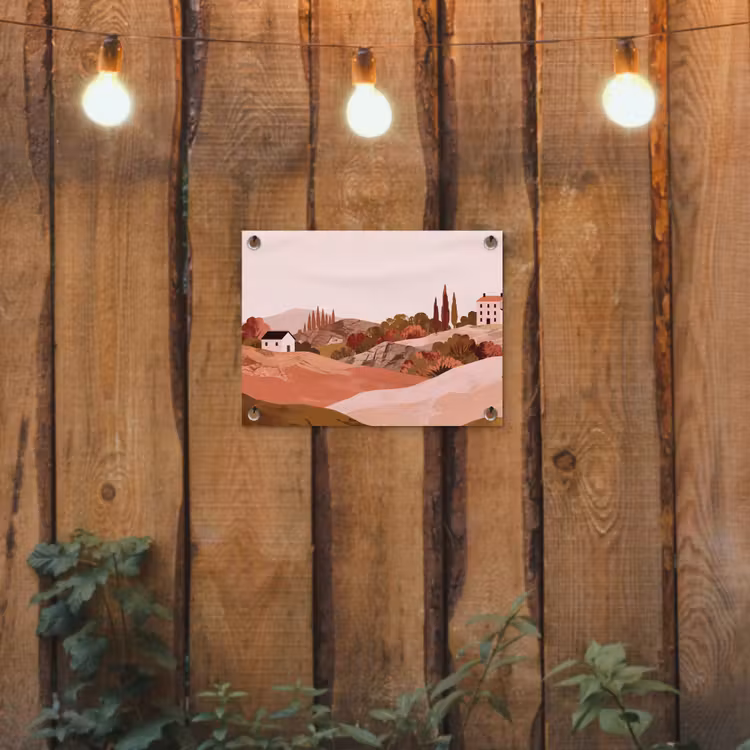 Tuinposter - Heuvellandschap - Grafisch - Terracotta — 2