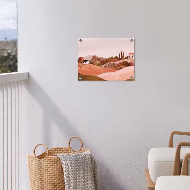 Tuinposter - Heuvellandschap - Grafisch - Terracotta — 3