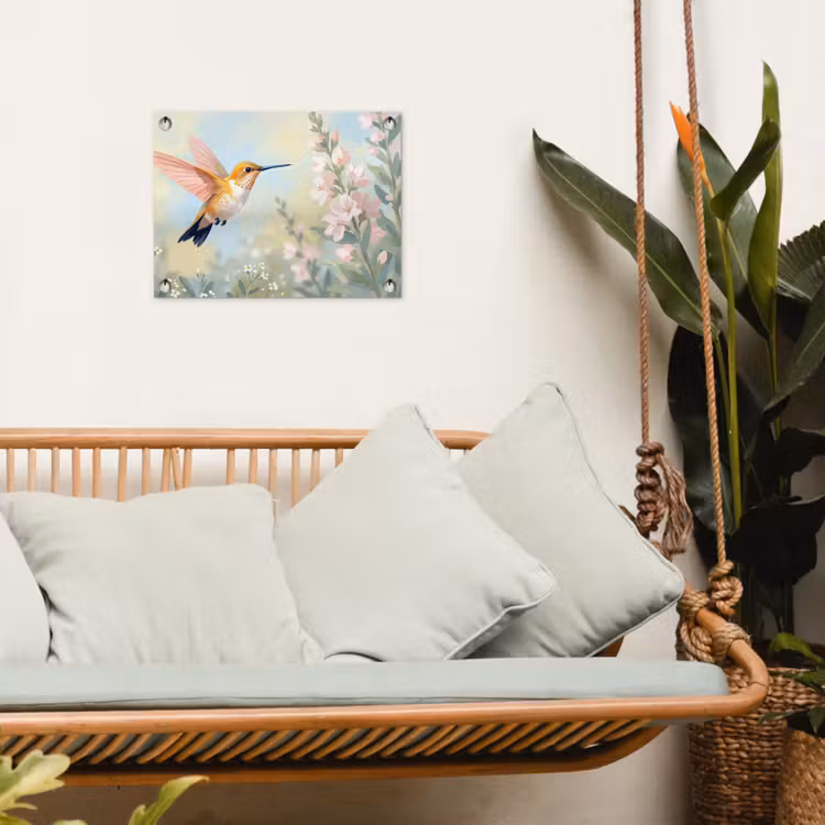 Tuinposter - Kolibrie - Illustratie - Kleurrijk — 5