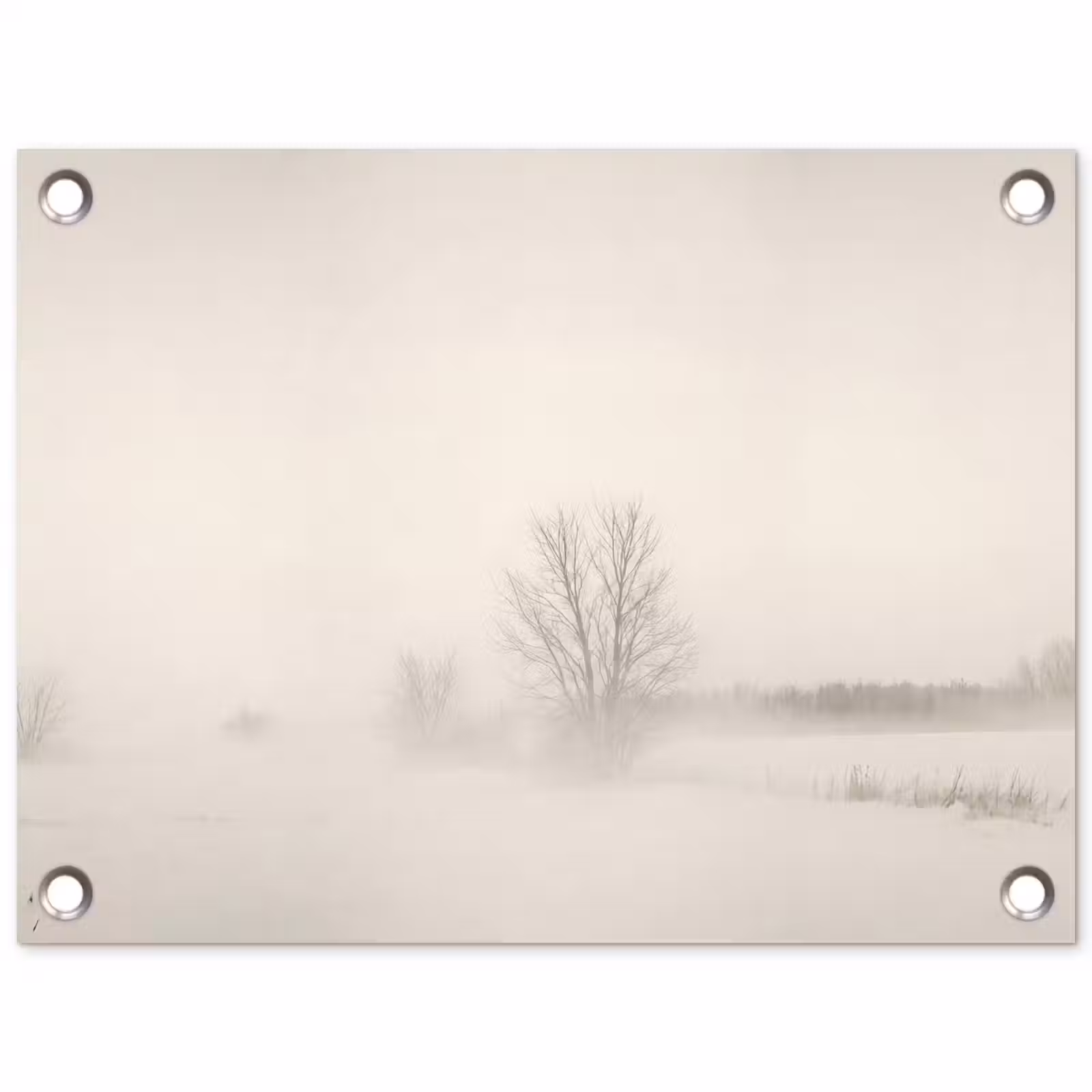 Tuinposter - Boom - Mist - Sneeuw - Winter - Minimalistisch — 1