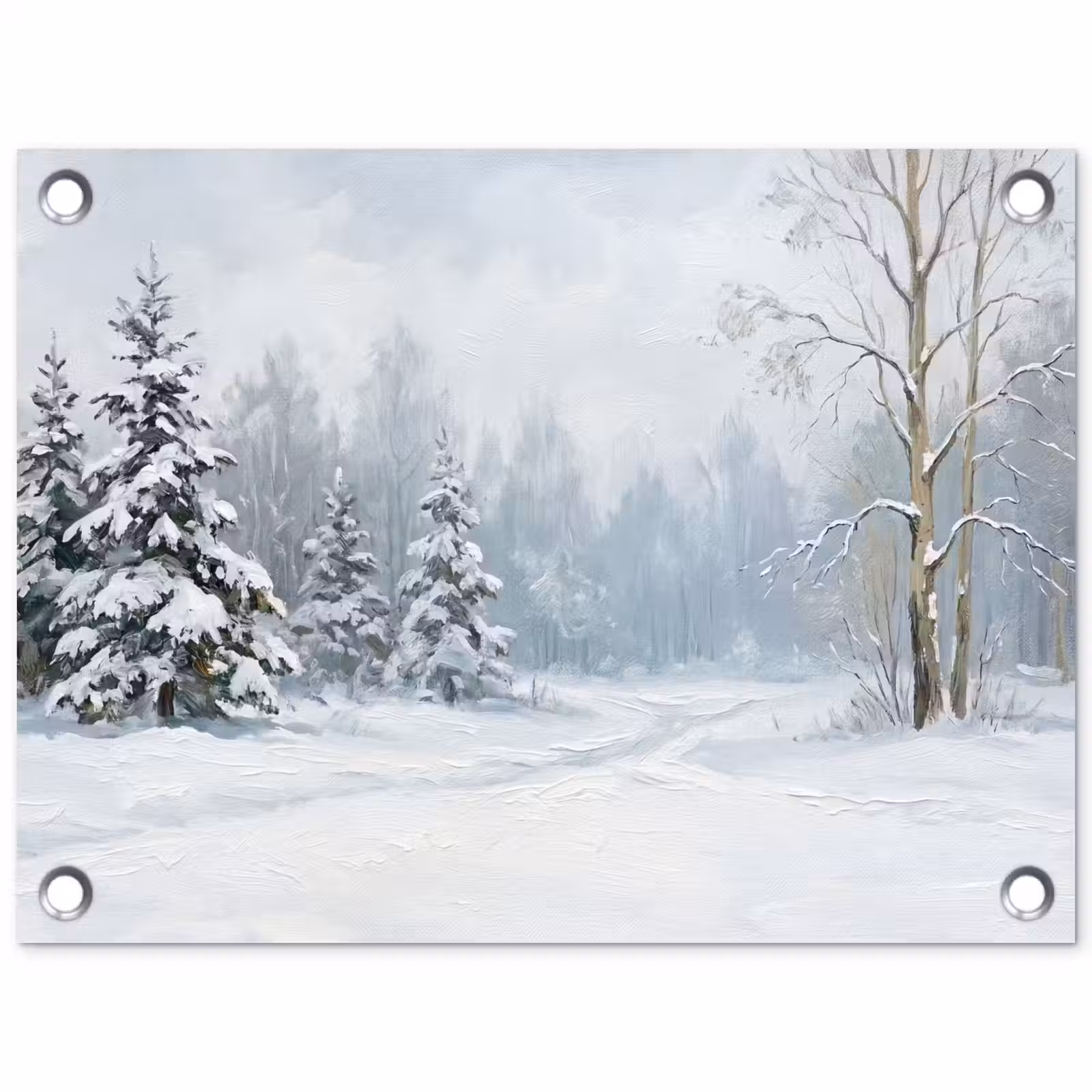 Tuinposter - Bospad - Dennen - Sneeuw - Winter - Rustgevend — 1