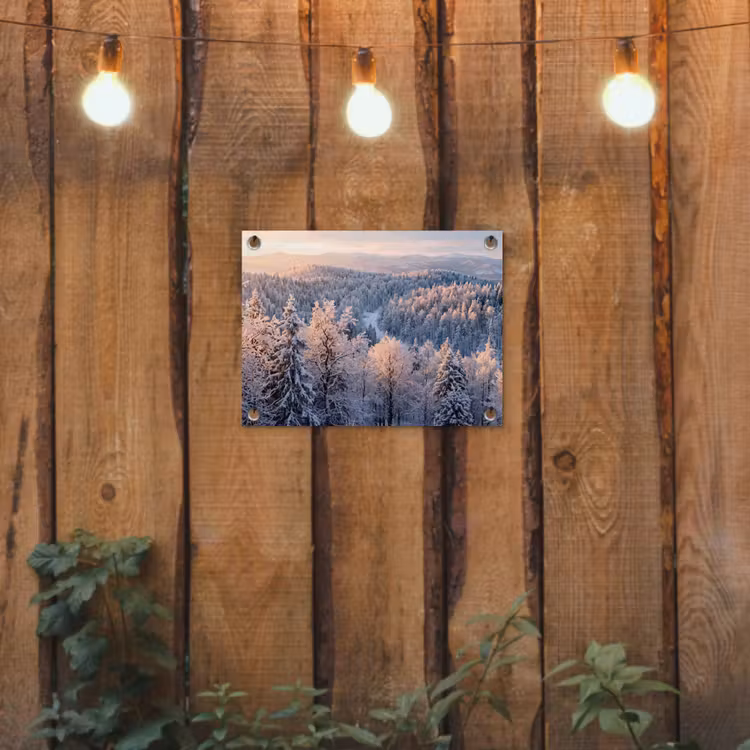 Tuinposter - Bos - Bergen - Goud - Winter - Warm — 2