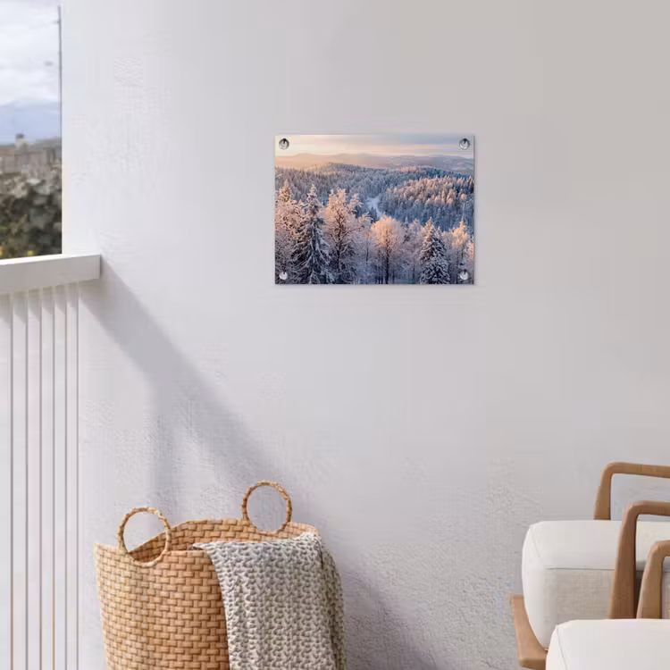 Tuinposter - Bos - Bergen - Goud - Winter - Warm — 3