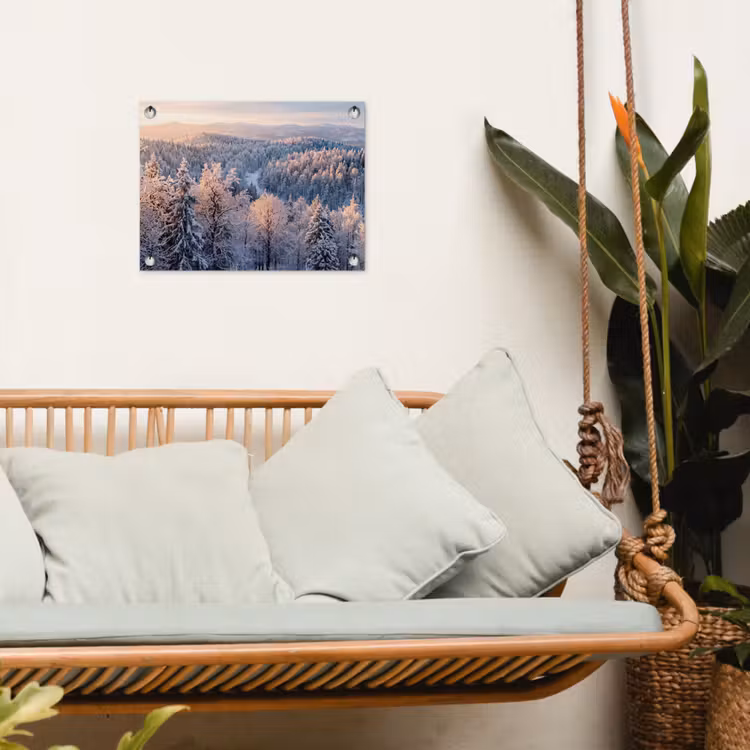 Tuinposter - Bos - Bergen - Goud - Winter - Warm — 5