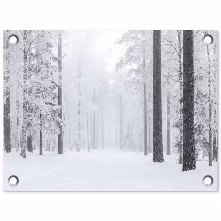 Tuinposter - Bos - Sneeuw - Pad - Winter - Stilte — 1