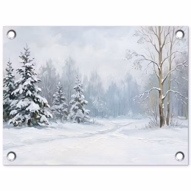 Tuinposter - Bospad - Dennen - Sneeuw - Winter - Rustgevend — 1