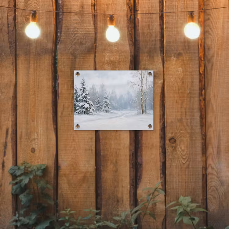 Tuinposter - Bospad - Dennen - Sneeuw - Winter - Rustgevend — 2