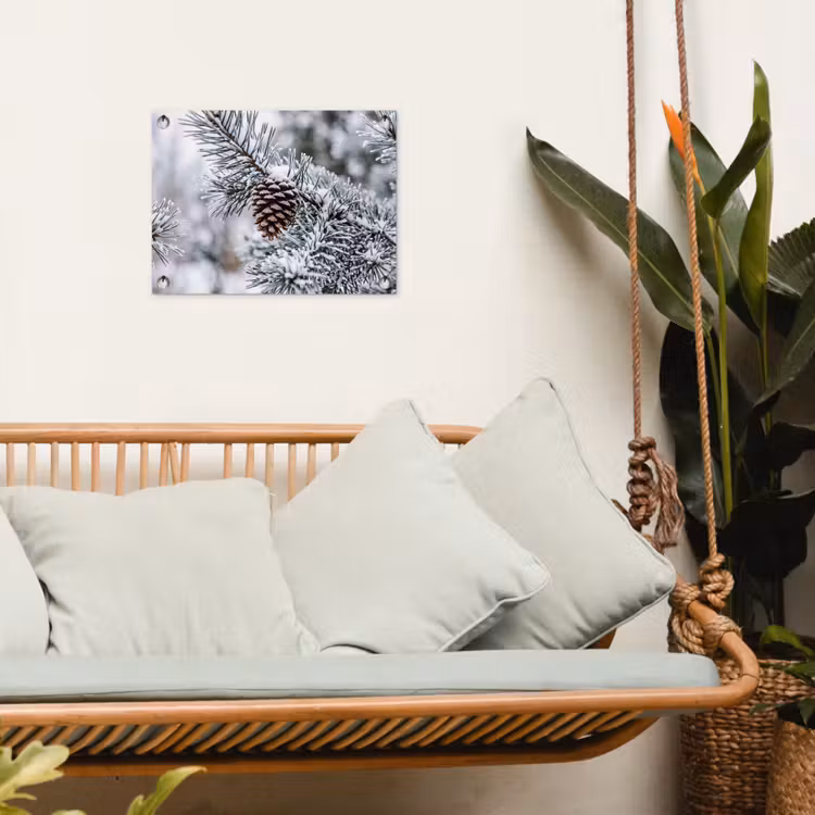 Tuinposter - Dennenappel - Tak - Sneeuw - Winter - Sfeervol — 5
