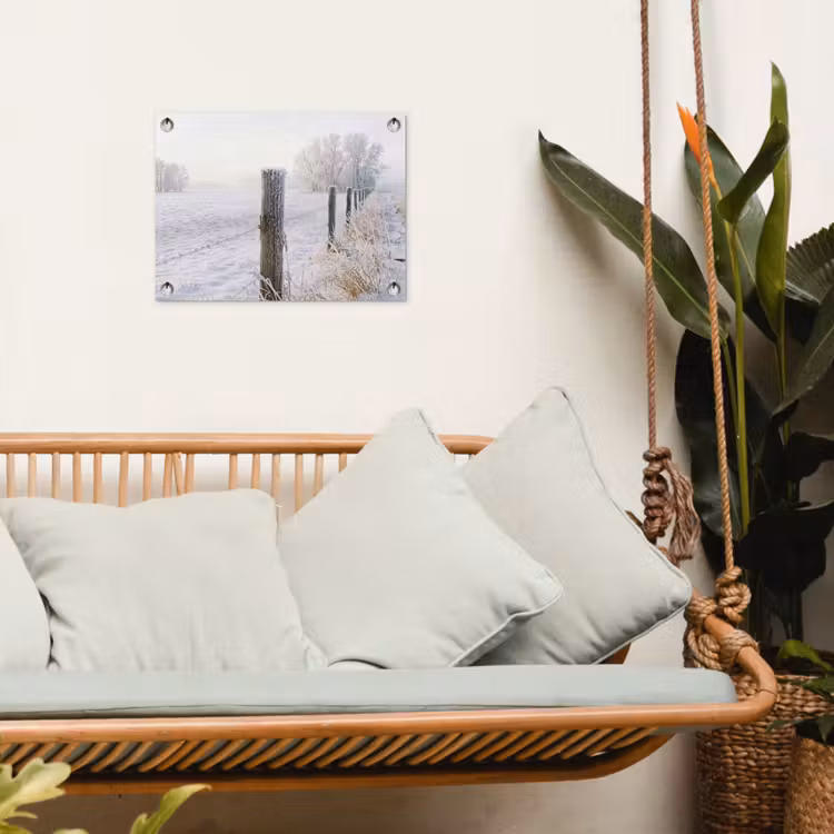 Tuinposter - Hek - Sneeuw - Mist - Platteland - Nostalgisch — 5