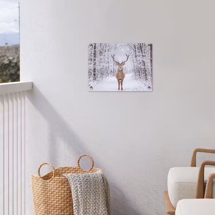 Tuinposter - Hert - Winter - Bos - Natuur - Wit — 3