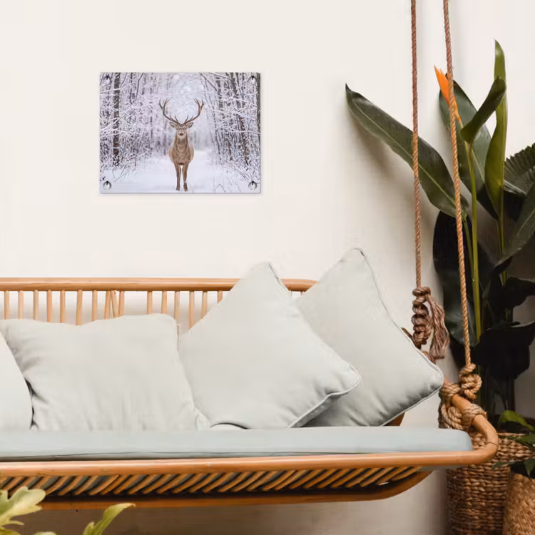 Tuinposter - Hert - Winter - Bos - Natuur - Wit — 5