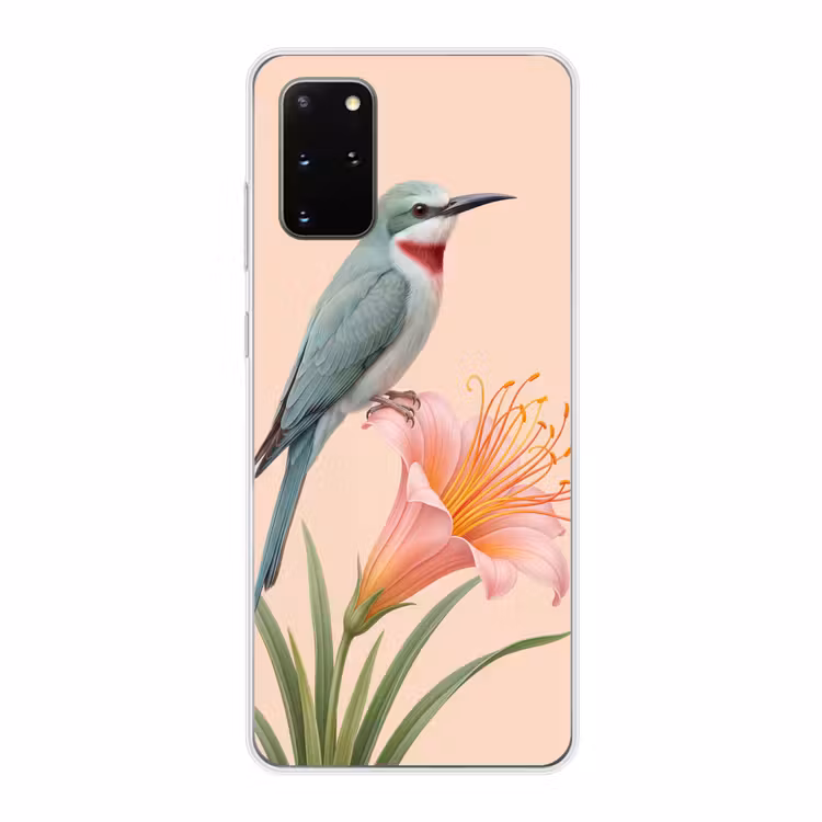 Telefoonhoesje - Vogel - Bloem - Natuur - Roze — 1