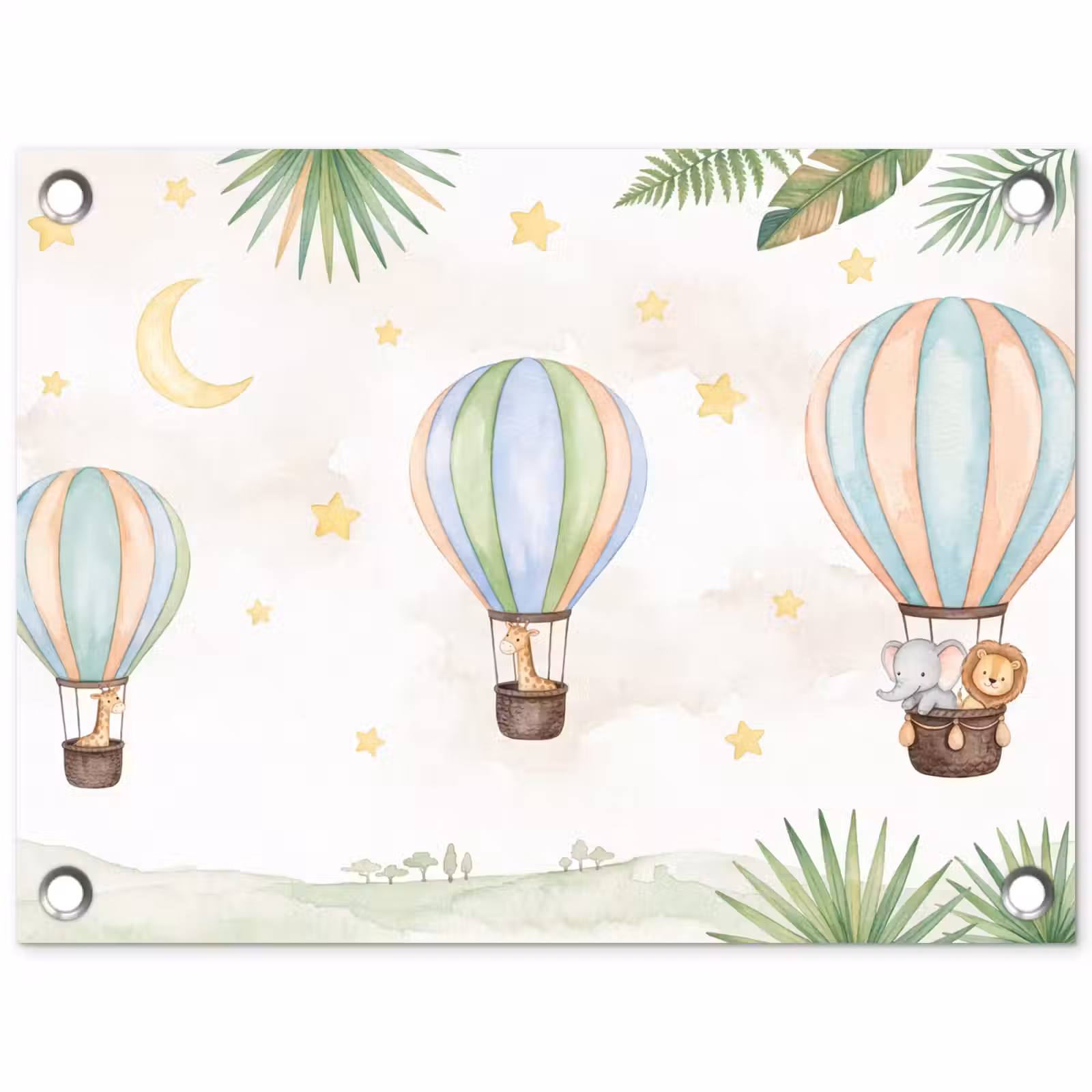 Tuinposter - Aquarel - Luchtballonnen - Pastel — 1
