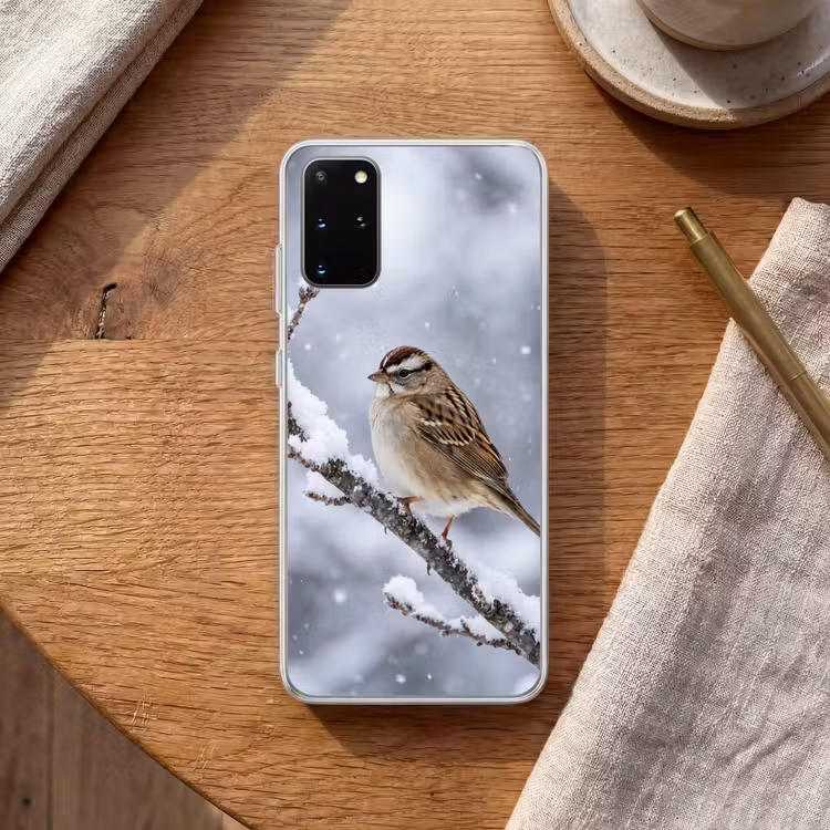 Telefoonhoesje - Vogel - Tak - Sneeuw - Winter — 2