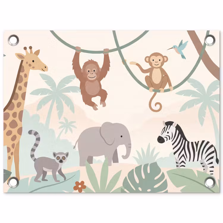 Tuinposter - Jungle - Dieren - Groen — 1