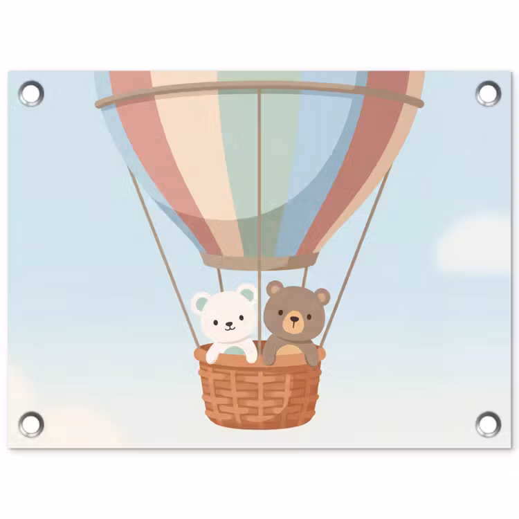 Tuinposter - Luchtballon - Beren - Pastel — 1