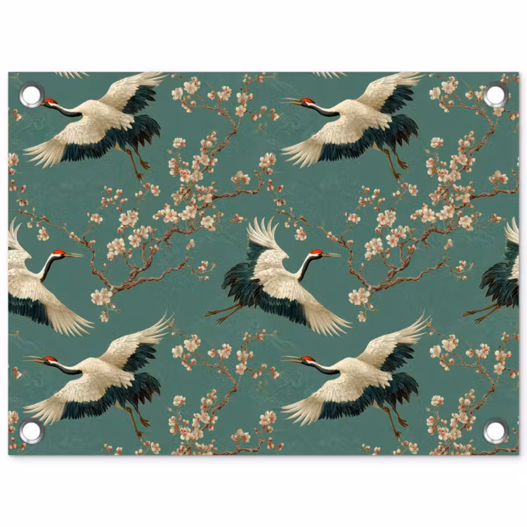 Tuinposter - Kersenbloesem - Kraamvogels - Groen — 1