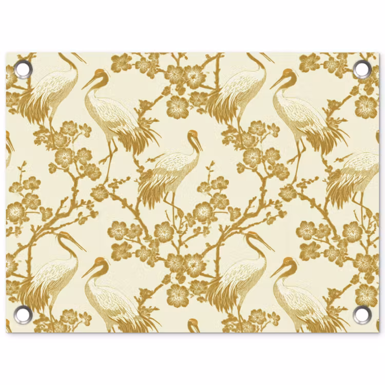 Tuinposter - Kraanvogels - Kersenbloesem - Goud — 1