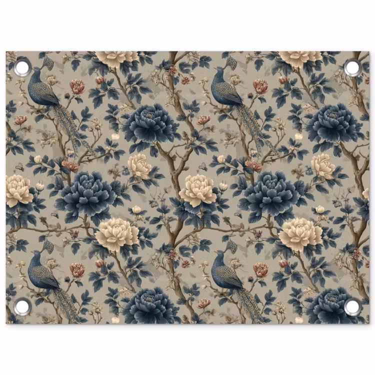 Tuinposter - Pauw - Bloemen - Blauw — 1