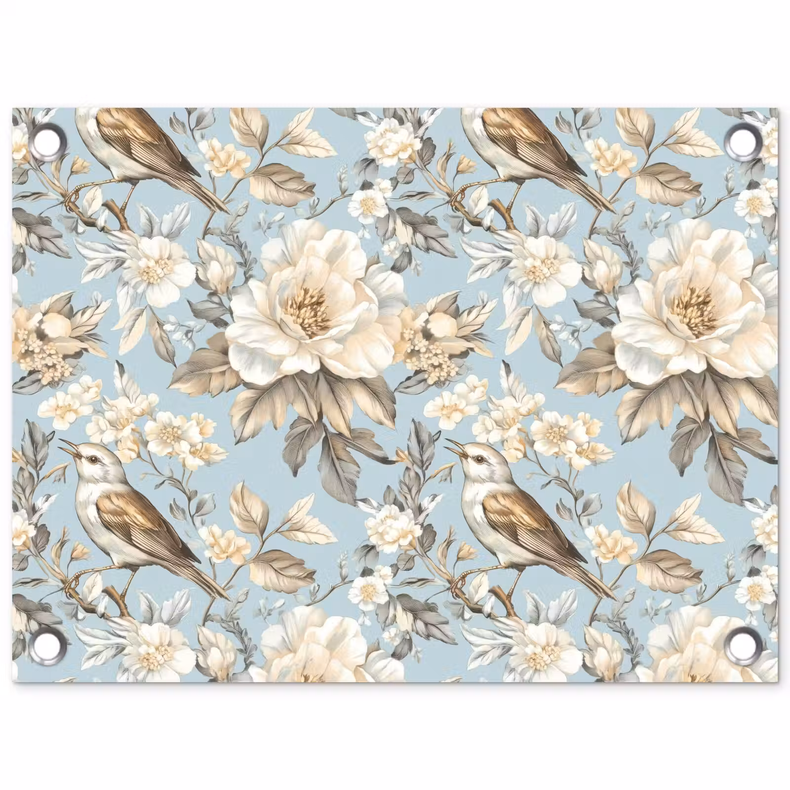 Tuinposter - Botanisch - Zangvogel - Blauw — 1