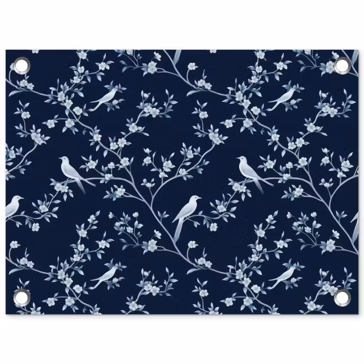 Tuinposter - Grafisch - Bloesemtak - Blauw — 1
