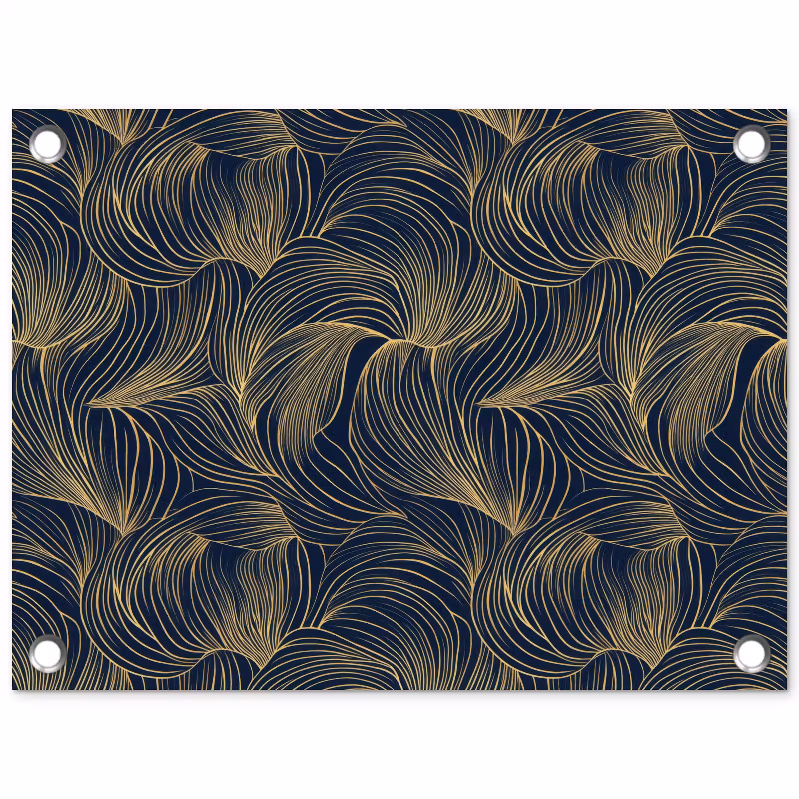 Tuinposter - Abstract - Lijnen - Blauw - Goud — 1