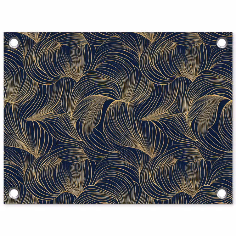 Tuinposter - Abstract - Lijnen - Blauw - Goud — 1