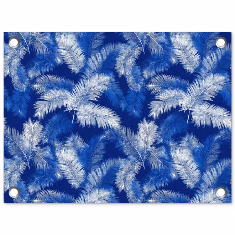 Tuinposter - Palmblad - Patroon - Blauw — 1