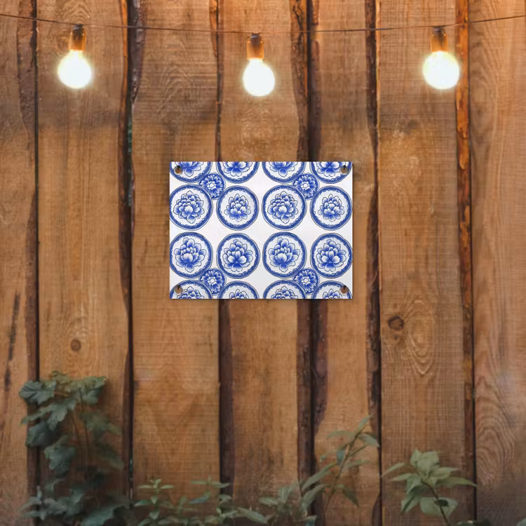 Tuinposter - Cirkels - Bloemen - Blauw — 2