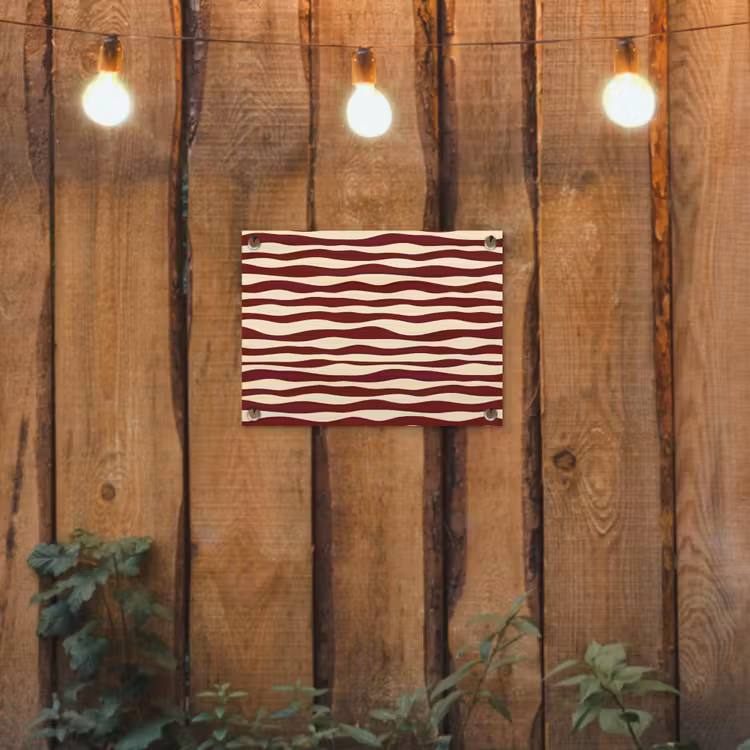Tuinposter - Golven - Rood - Patroon - Crème — 2