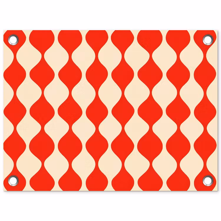 Tuinposter - Golvend patroon - Retro - Rood - Beige — 1