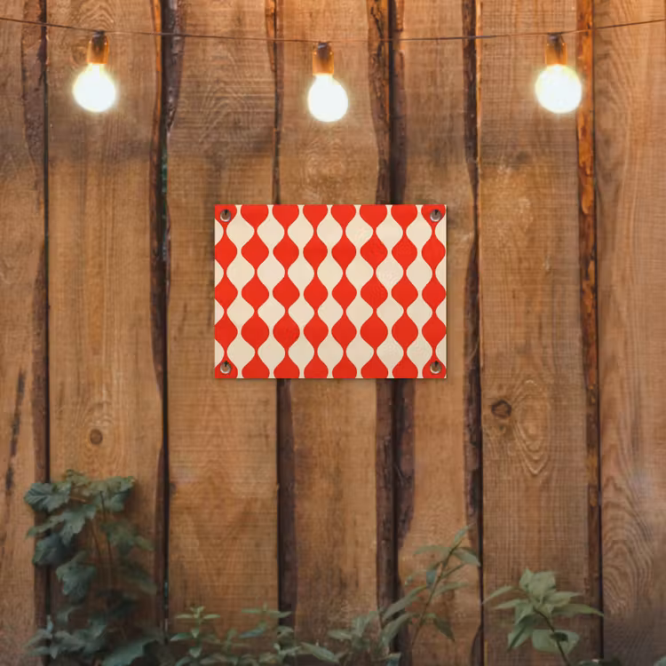 Tuinposter - Golvend patroon - Retro - Rood - Beige — 2