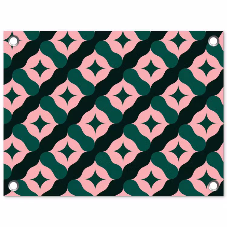 Tuinposter - Groen - Roze - Retro - Sterren — 1