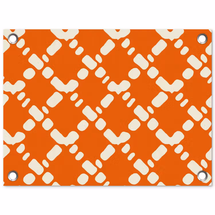 Tuinposter - Oranje - Ruitpatroon - Wit — 1