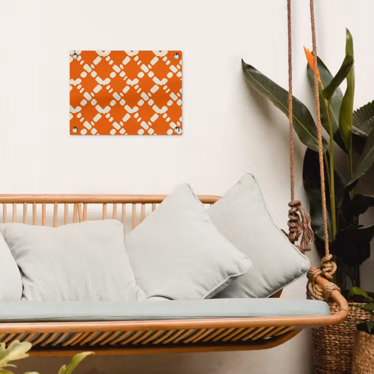 Tuinposter - Oranje - Ruitpatroon - Wit — 5