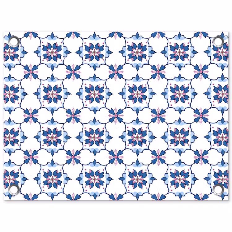 Tuinposter - Modern - Patroon - Blauw - Roze — 1