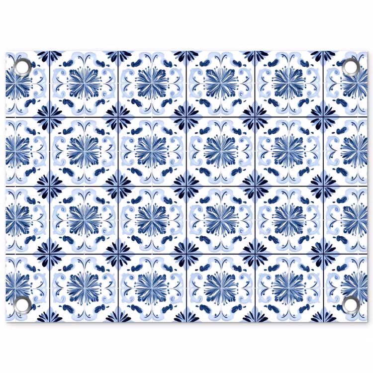 Tuinposter - Patroon - Tegel - Blauw — 1