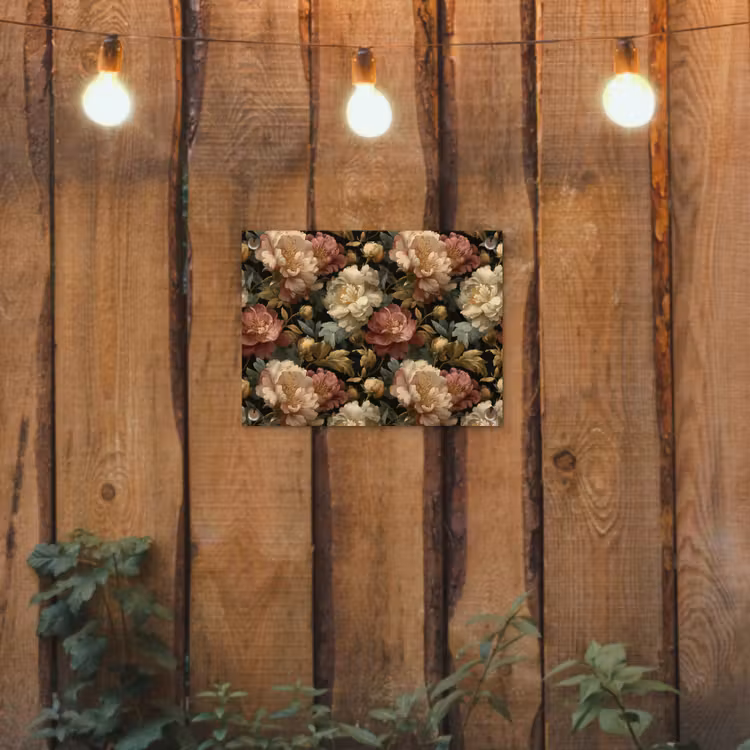 Tuinposter - Bloemen - Barok - Patroon - Roze - Crème — 2
