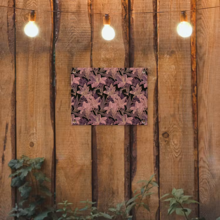 Tuinposter - Lelies - Patroon - Paars - Goud — 2
