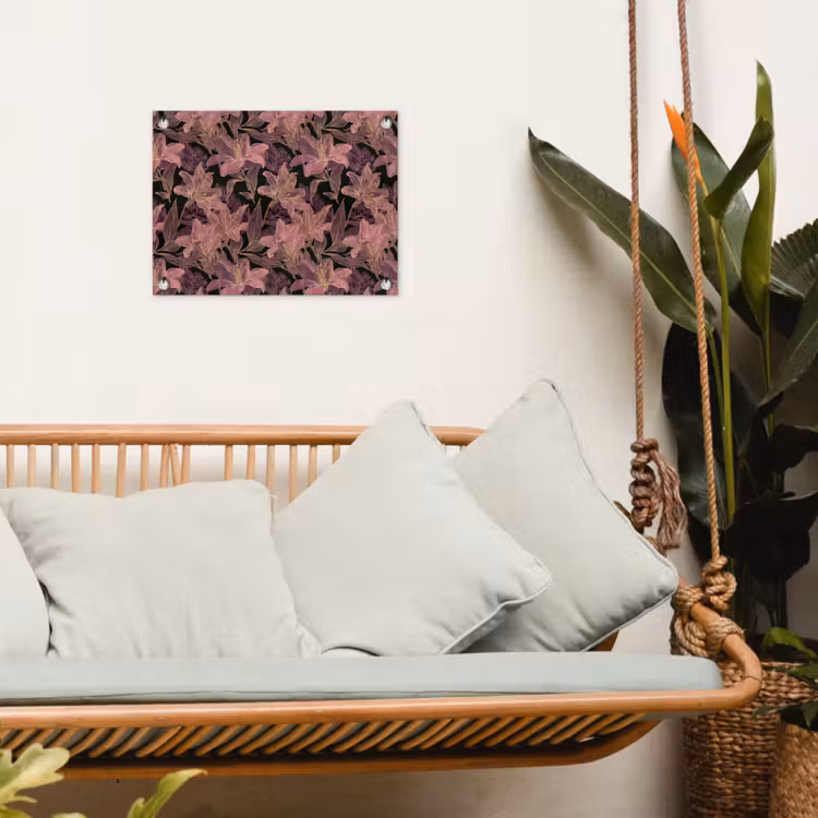 Tuinposter - Lelies - Patroon - Paars - Goud — 5
