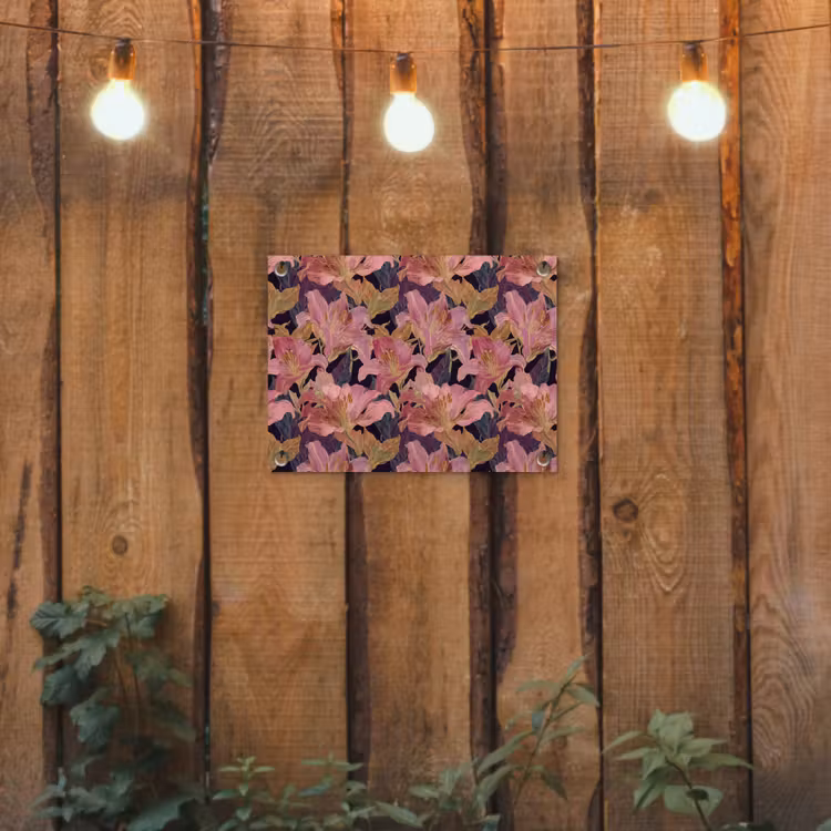 Tuinposter - Lelies - Patroon - Roze - Goud — 2