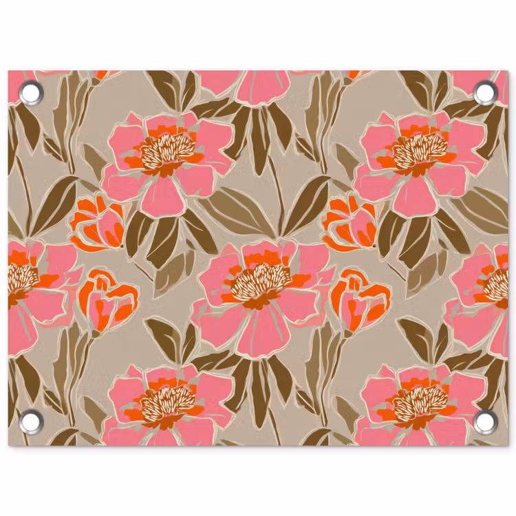 Tuinposter - Pioenrozen - Patroon - Roze — 1