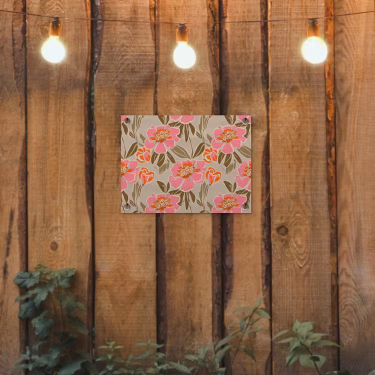 Tuinposter - Pioenrozen - Patroon - Roze — 2