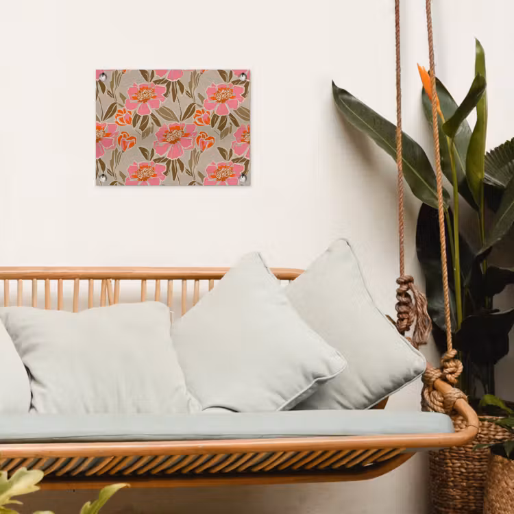 Tuinposter - Pioenrozen - Patroon - Roze — 5