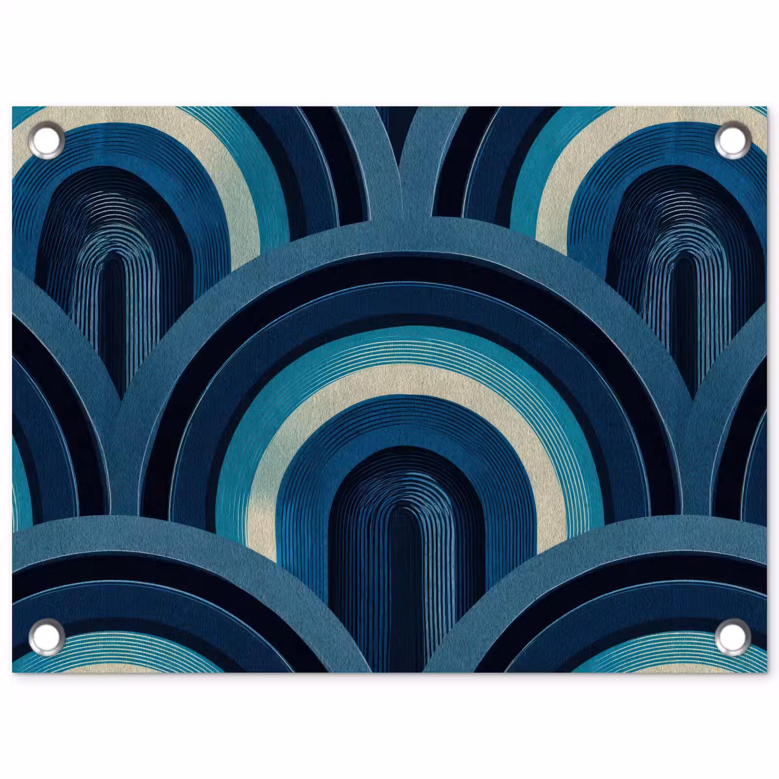 Tuinposter - Bogen - Geometrisch - Patroon - Blauw - Retro — 1
